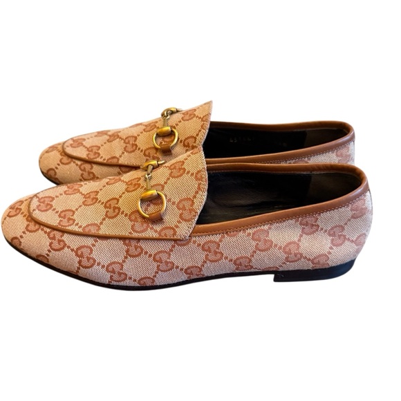 Gucci New Jordaan GG Supreme Monogram Canvas Loafer Beige  EU 37.5 US 7.5 - Picture 3 of 11